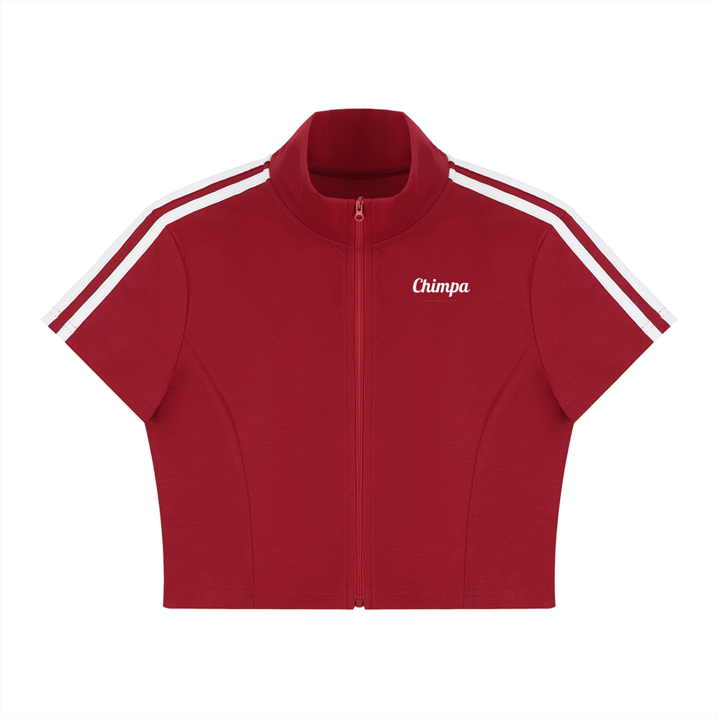 Women's Cropped Full Zip Short Sleeve T-Shirt