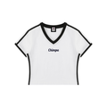 Women's Retro Binding V-Neck Crop T-Shirt