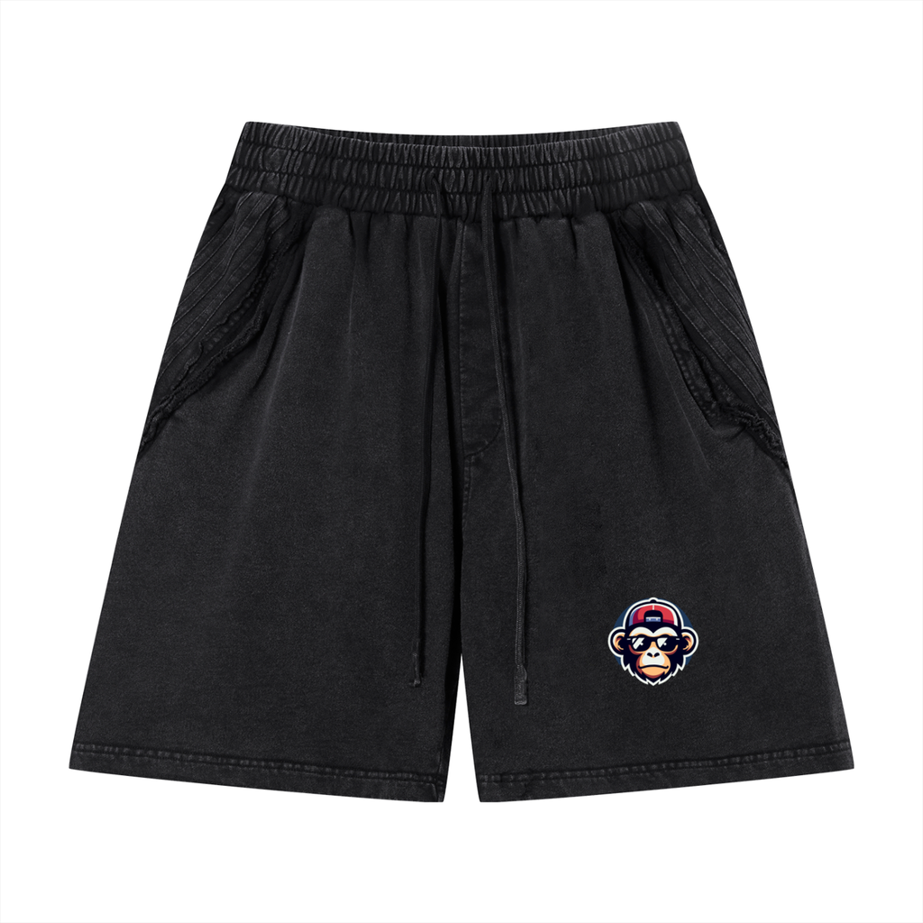 Unisex Vintage Wash Raw Edge Shorts