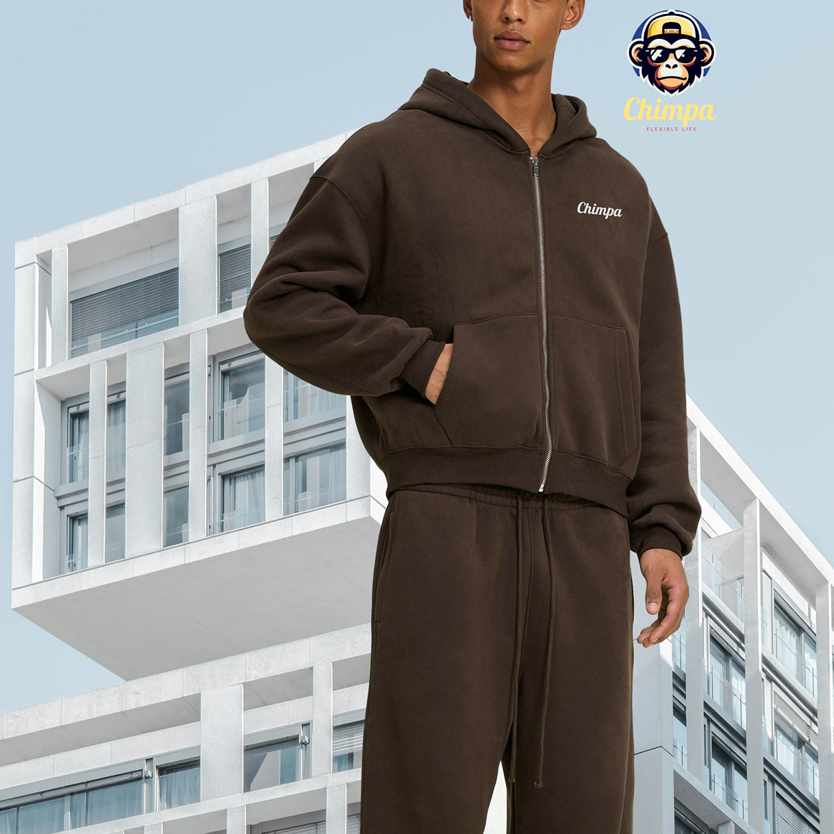 Fleece Zip-Up Boxy Hoodie