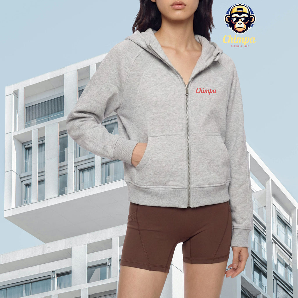 Cropped Zip-Through Hoodie