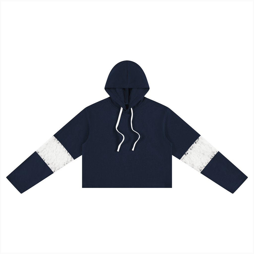 Women’s Cropped Lace-Panel Hoodie