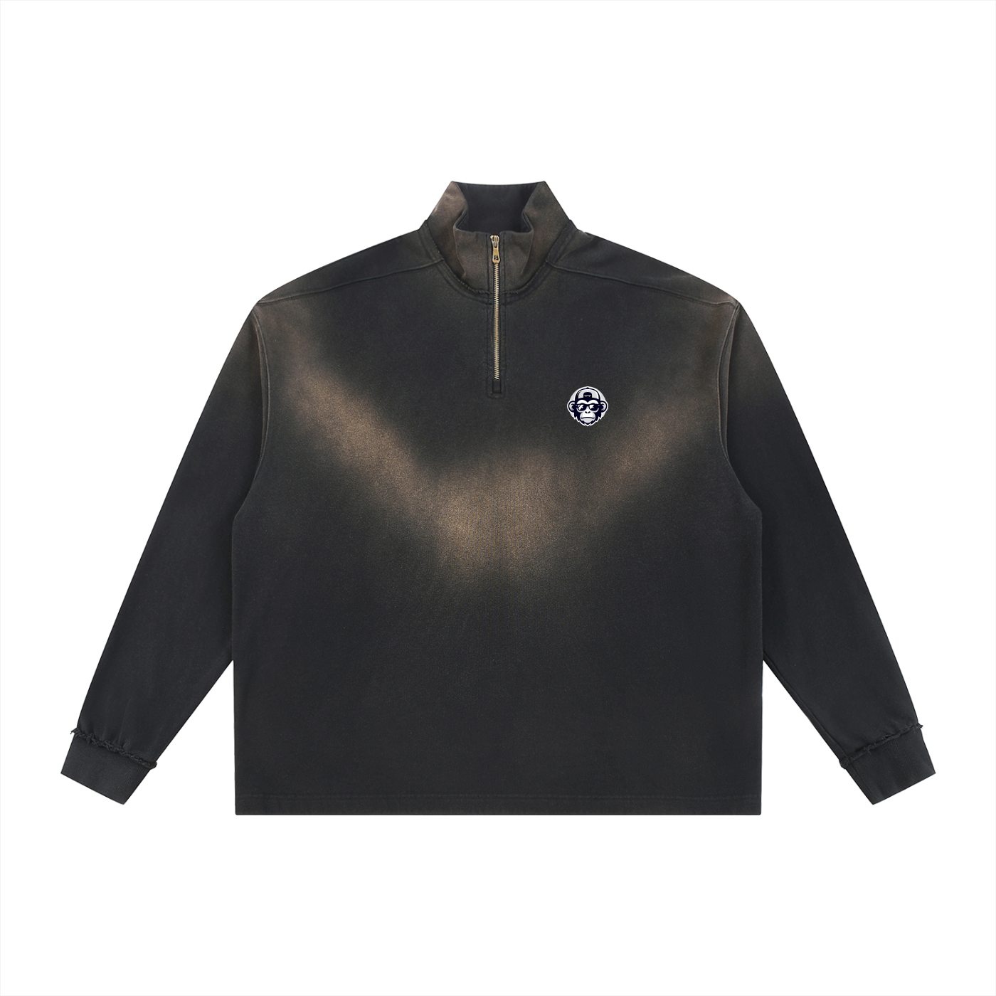 Sun Fade Raw Edge Quarter-Zip Sweatshirt