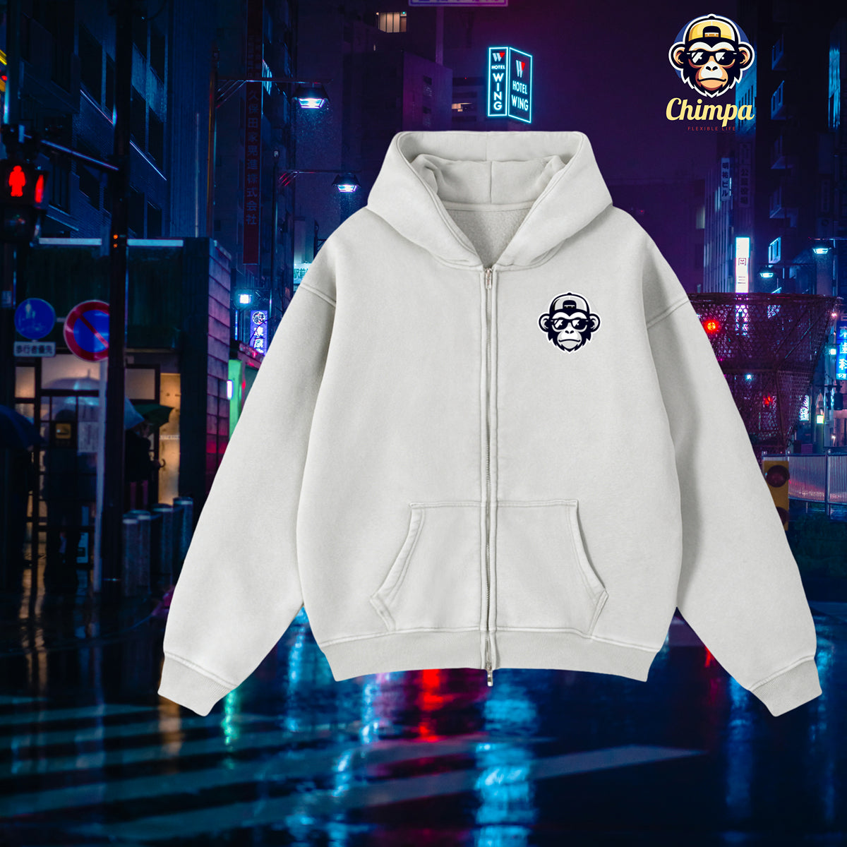 Zip-Through Boxy Fleece Hoodie