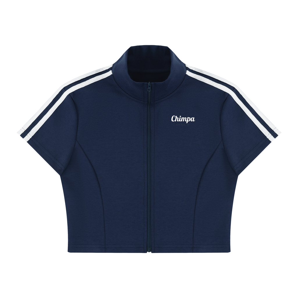 Women's Cropped Full Zip Short Sleeve T-Shirt