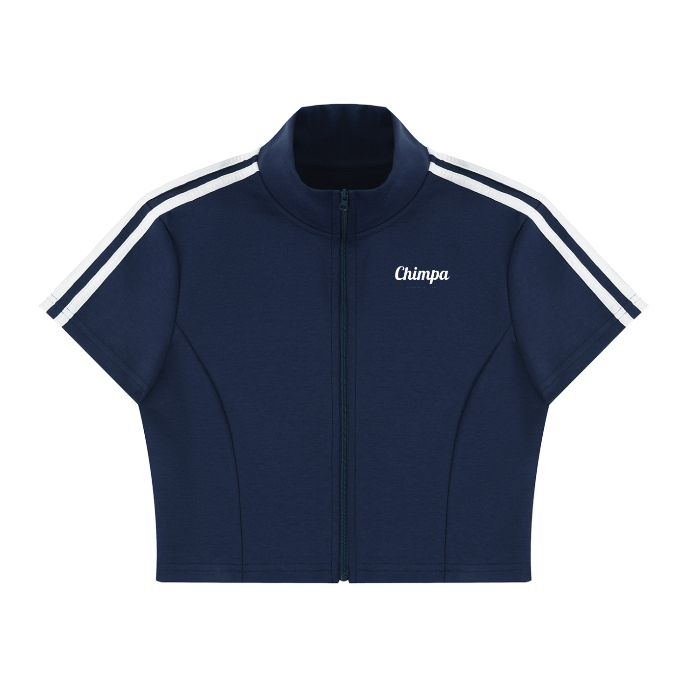 Women's Cropped Full Zip Short Sleeve T-Shirt
