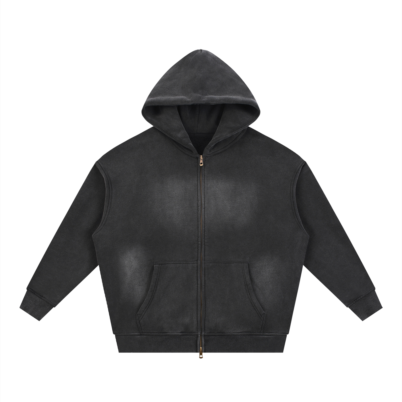 Sunfade Two-way Zipper Boxy Fleece Hoodie