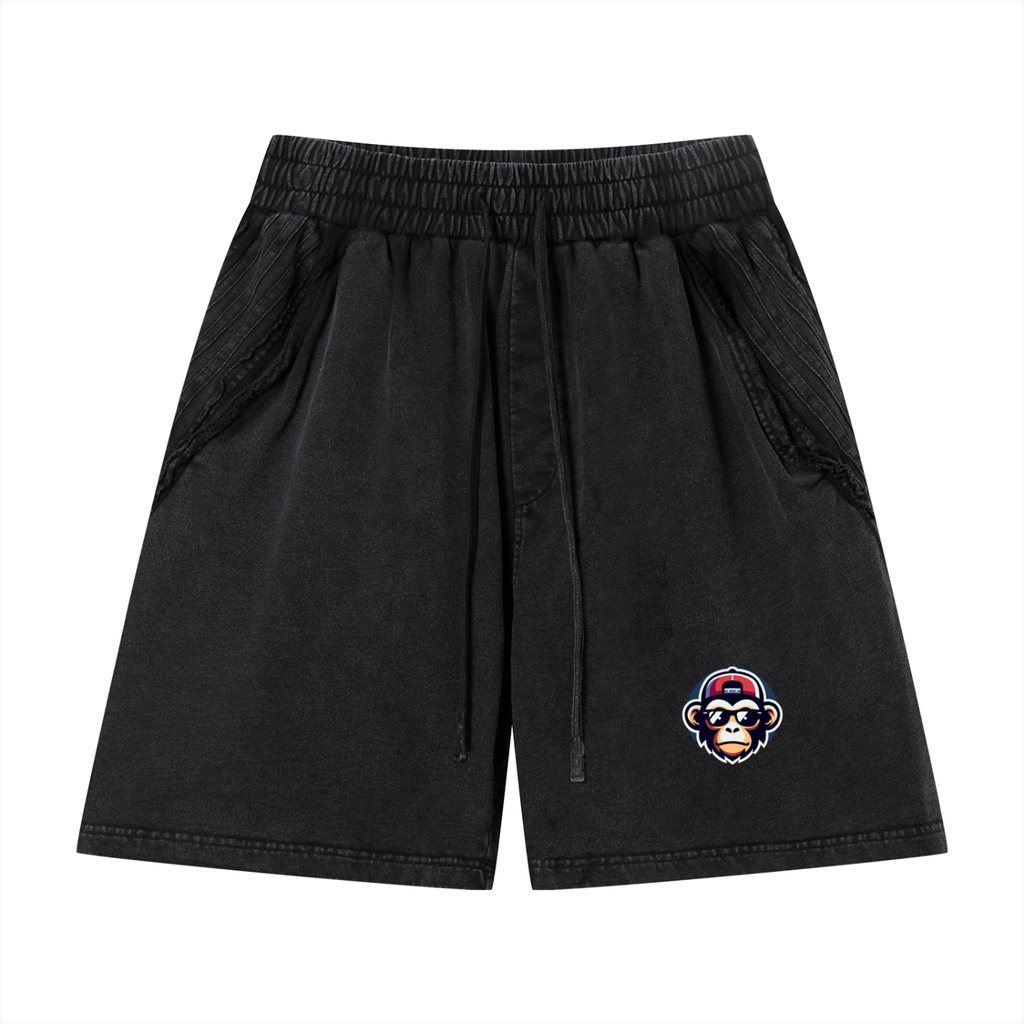 Unisex Vintage Wash Raw Edge Shorts