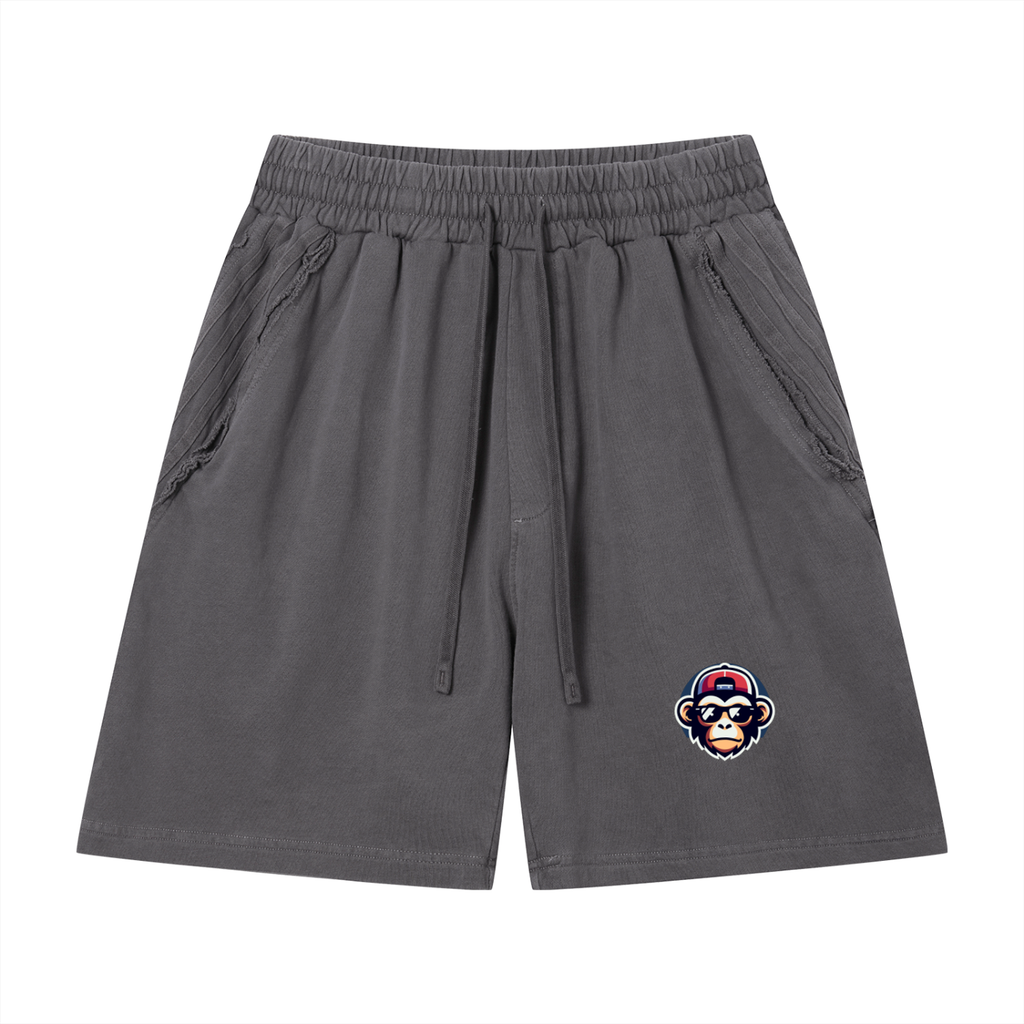 Unisex Vintage Wash Raw Edge Shorts