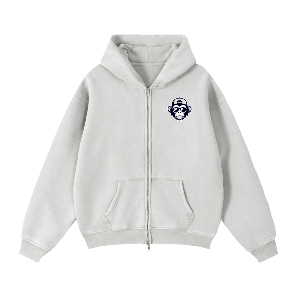 Zip-Through Boxy Fleece Hoodie