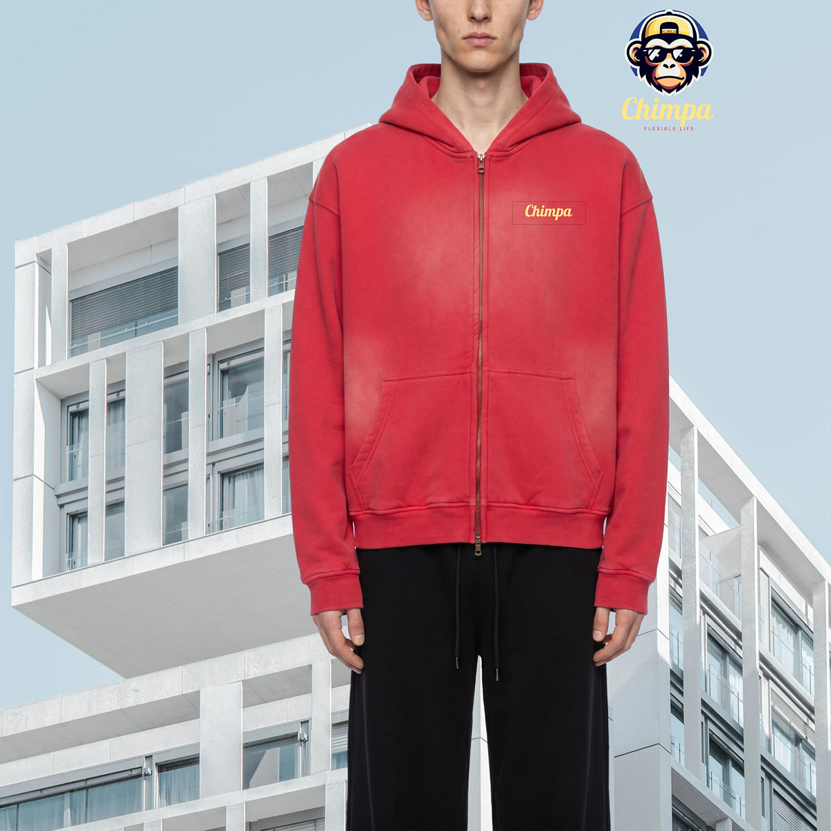 Sunfade Two-way Zipper Boxy Fleece Hoodie