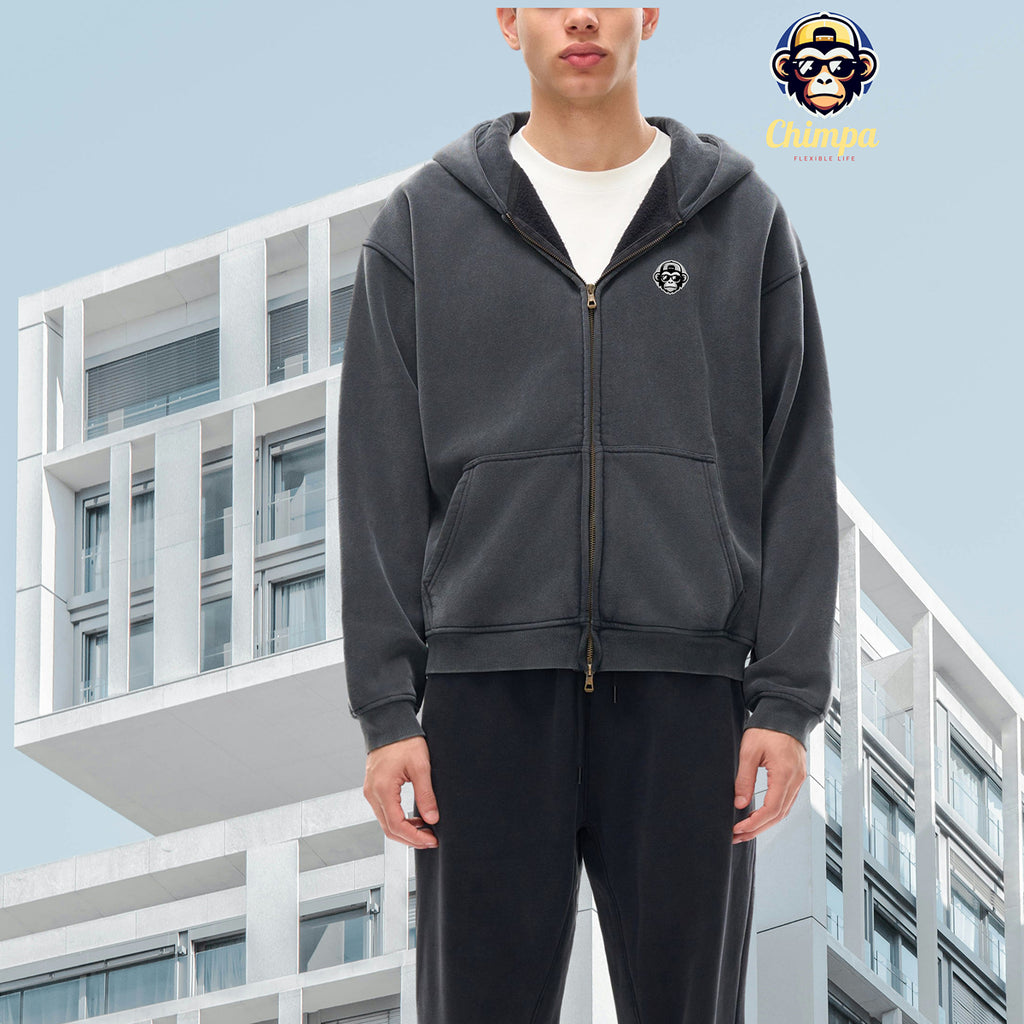 Zip-Through Boxy Fleece Hoodie