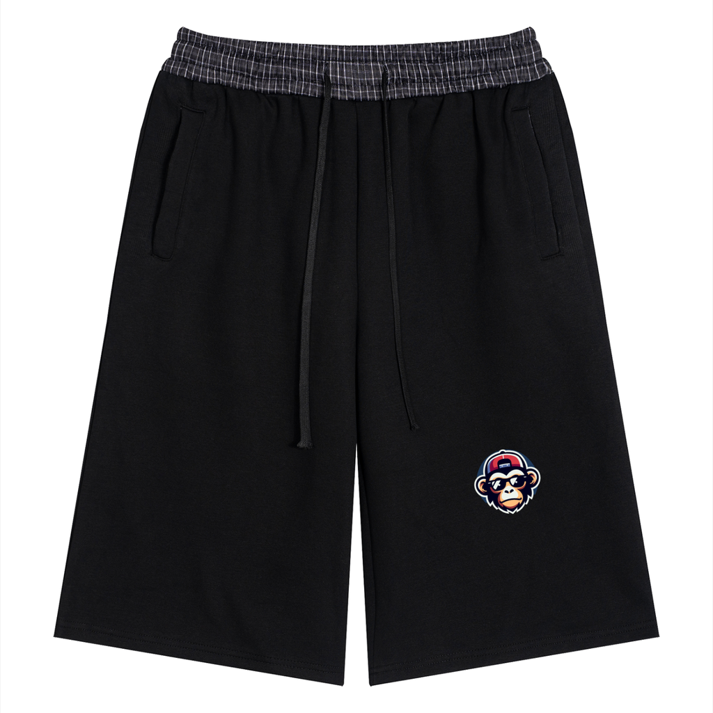 Unisex Plaid Waistband Shorts