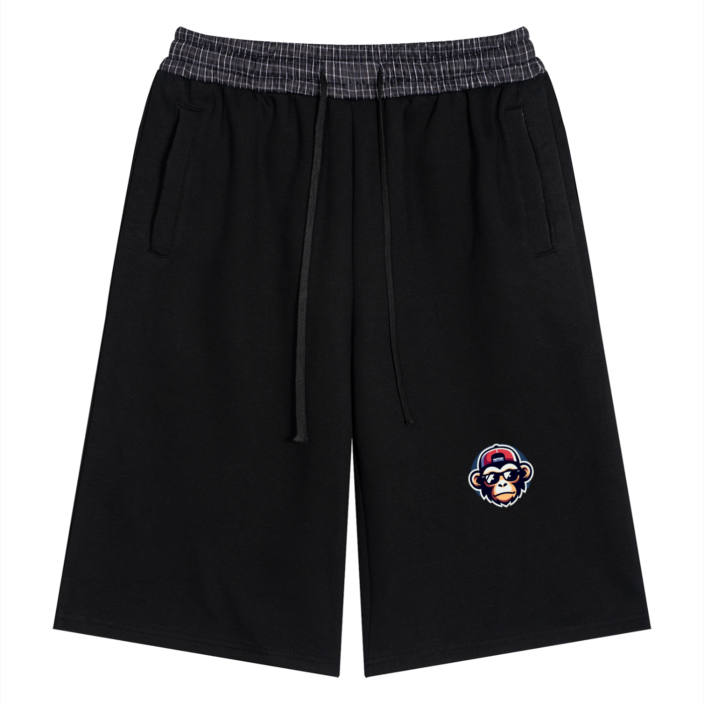 Unisex Plaid Waistband Shorts