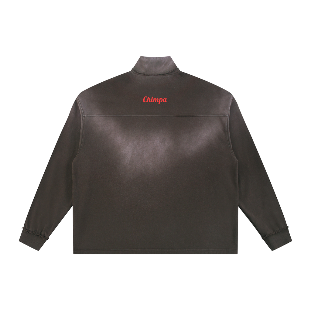 Sun Fade Raw Edge Quarter-Zip Sweatshirt