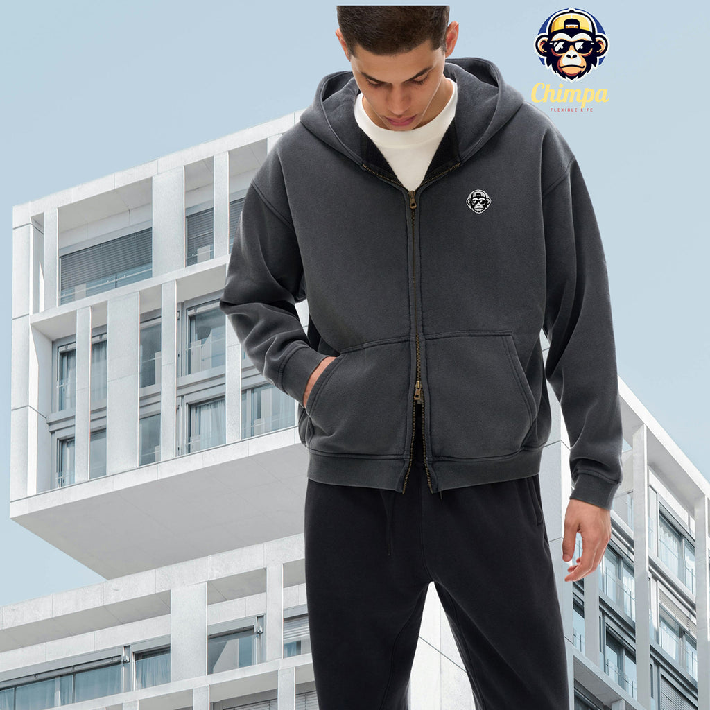 Zip-Through Boxy Fleece Hoodie