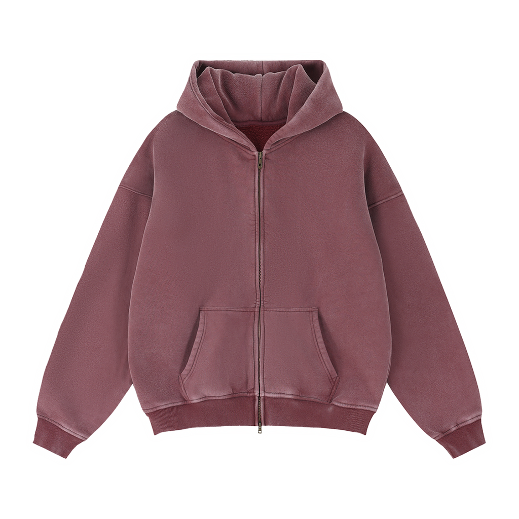 Zip-Through Boxy Fleece Hoodie