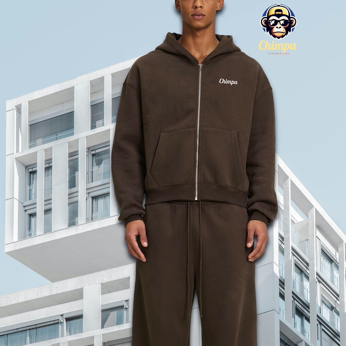 Fleece Zip-Up Boxy Hoodie