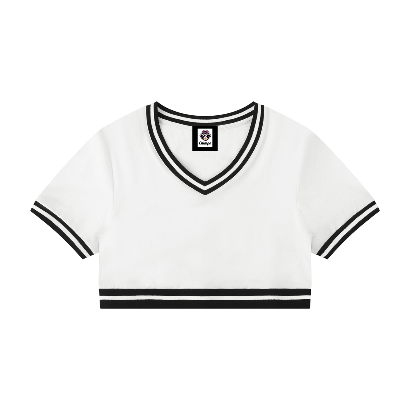 Women's Color Block V-Neck Crop T-Shirt