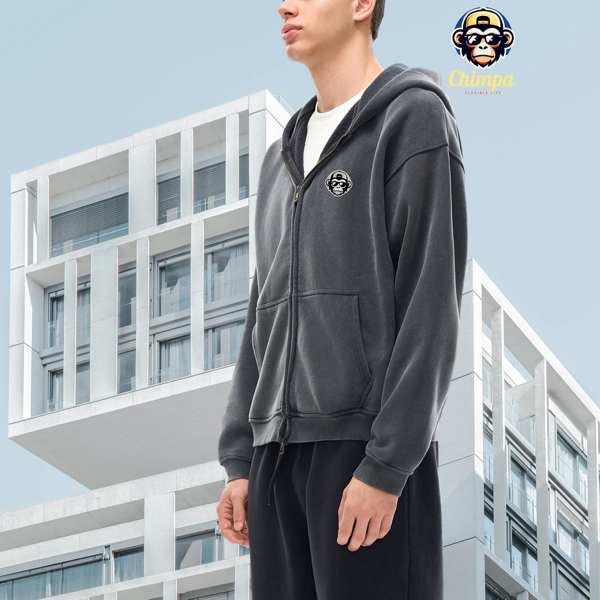 Zip-Through Boxy Fleece Hoodie