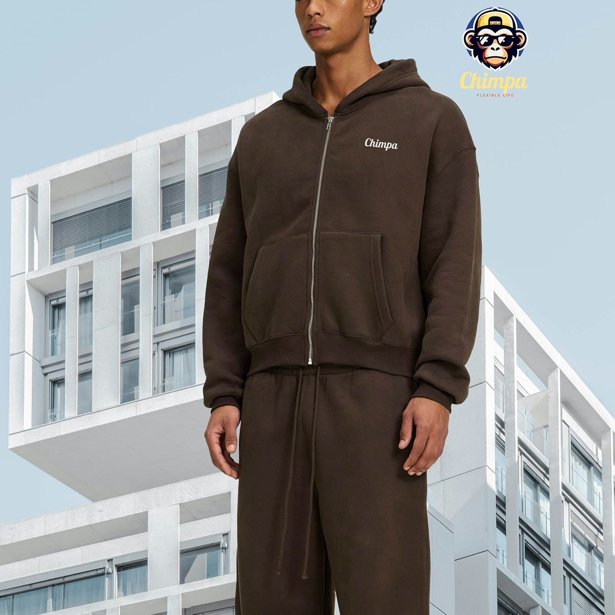 Fleece Zip-Up Boxy Hoodie