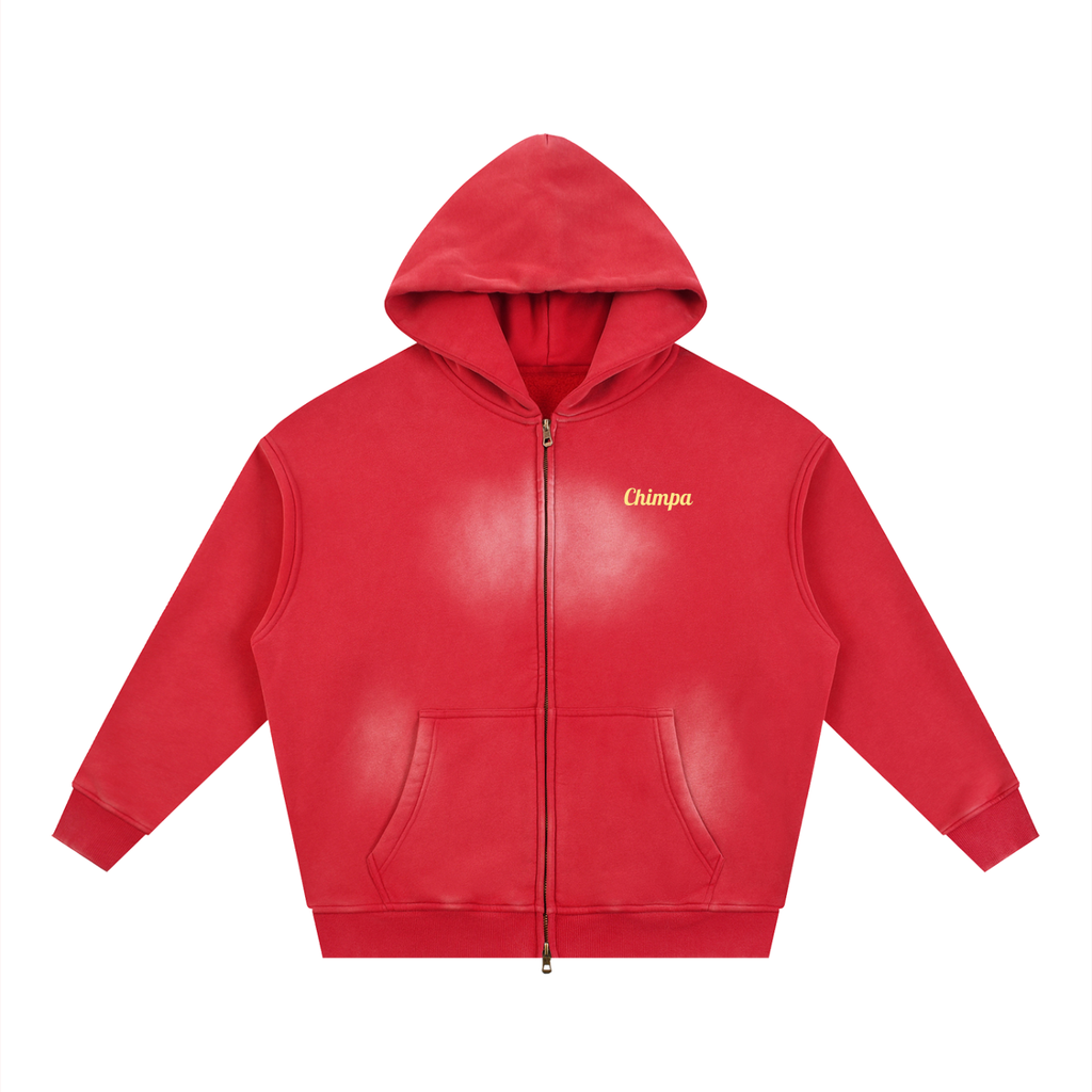 Sunfade Two-way Zipper Boxy Fleece Hoodie