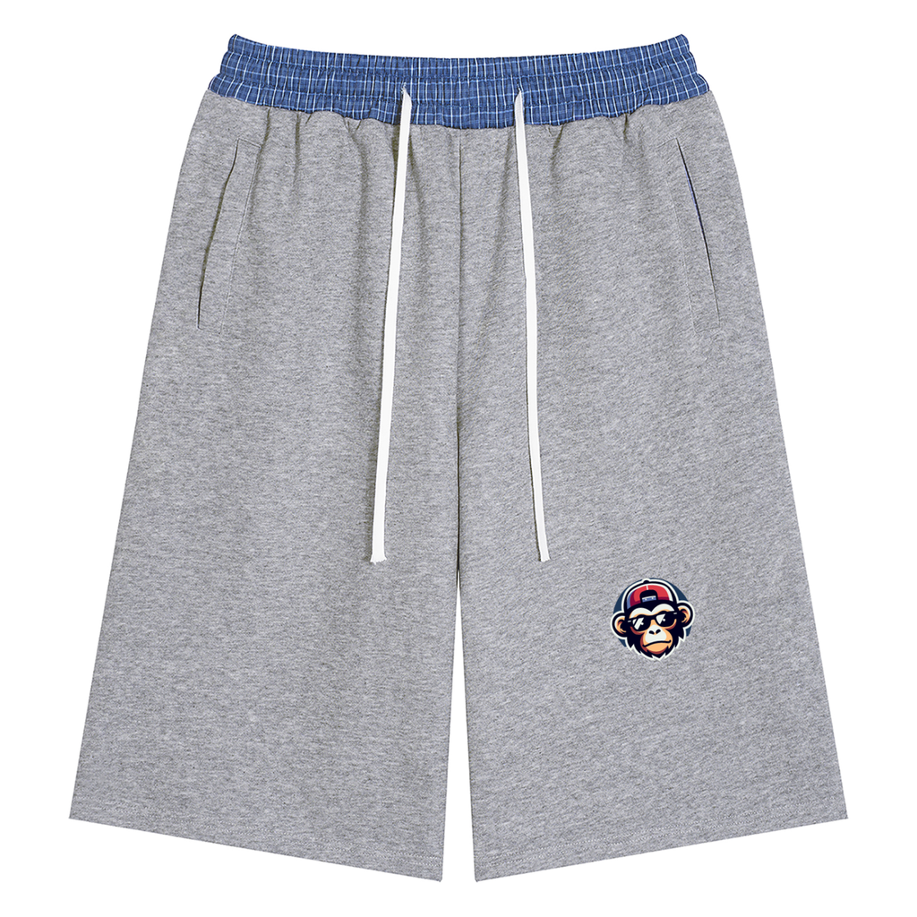 Unisex Plaid Waistband Shorts