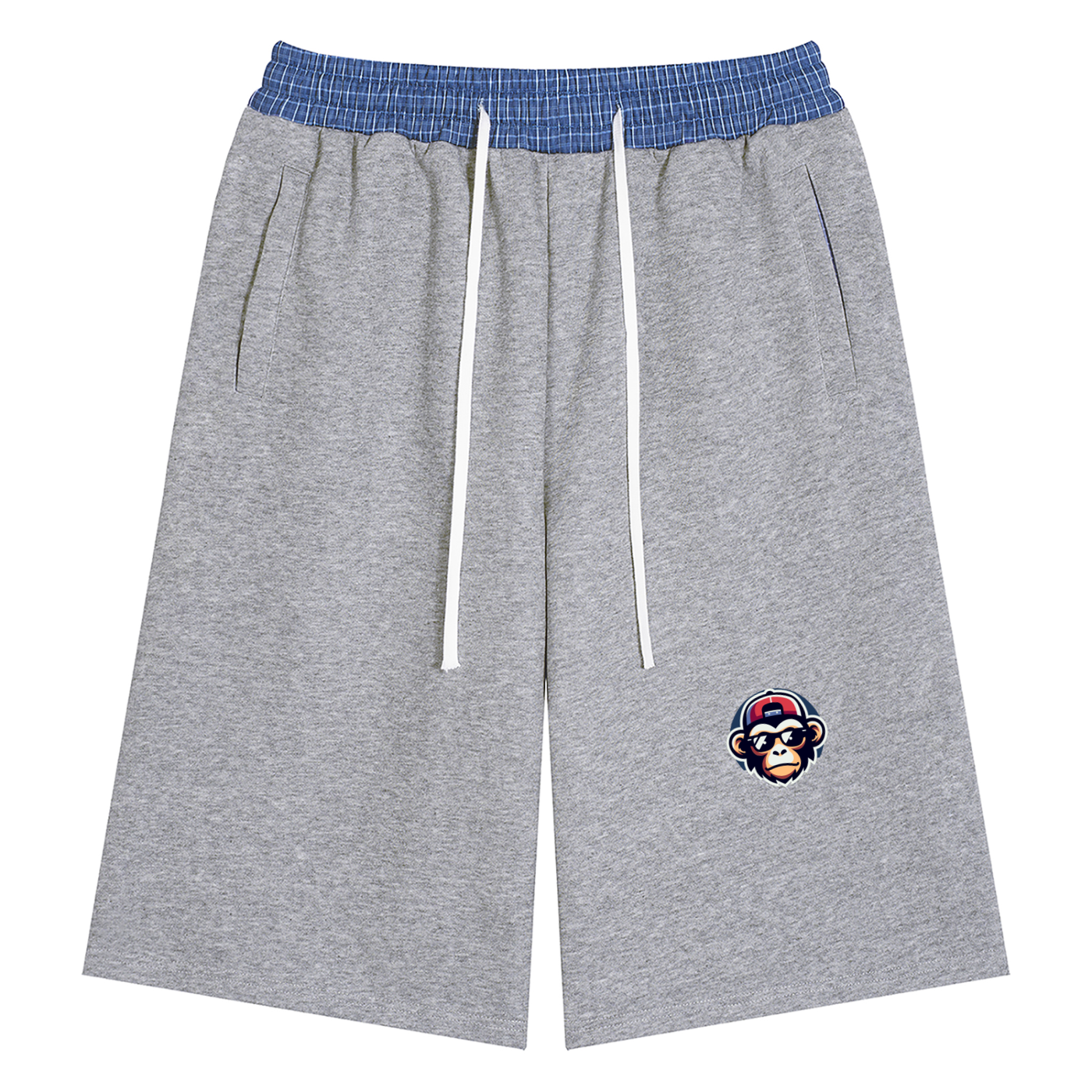 Unisex Plaid Waistband Shorts