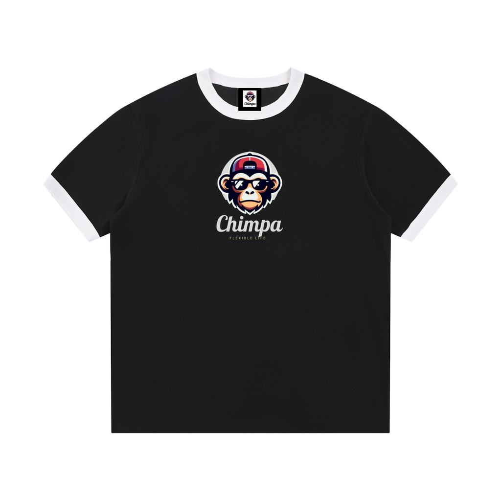 Contrast Edge Ribbed Crewneck T-Shirt