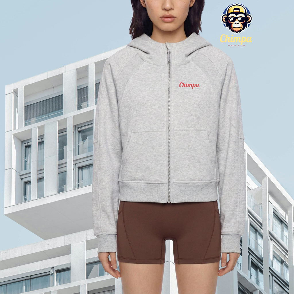 Cropped Zip-Through Hoodie