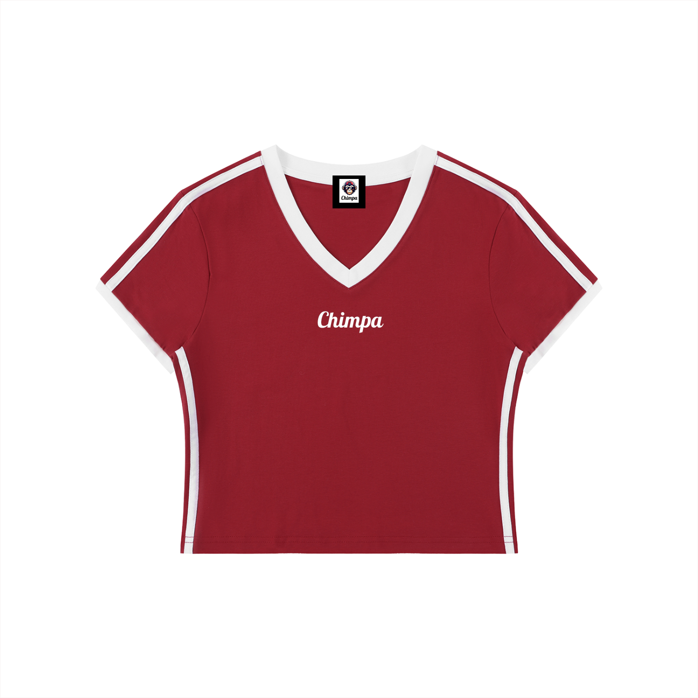 Women's Retro Binding V-Neck Crop T-Shirt