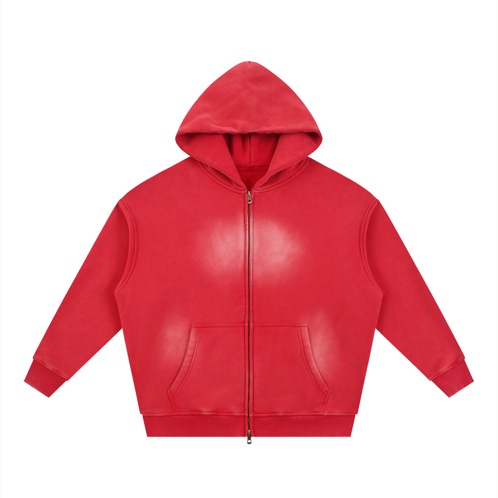 Sunfade Two-way Zipper Boxy Fleece Hoodie