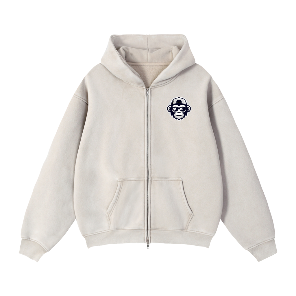 Zip-Through Boxy Fleece Hoodie