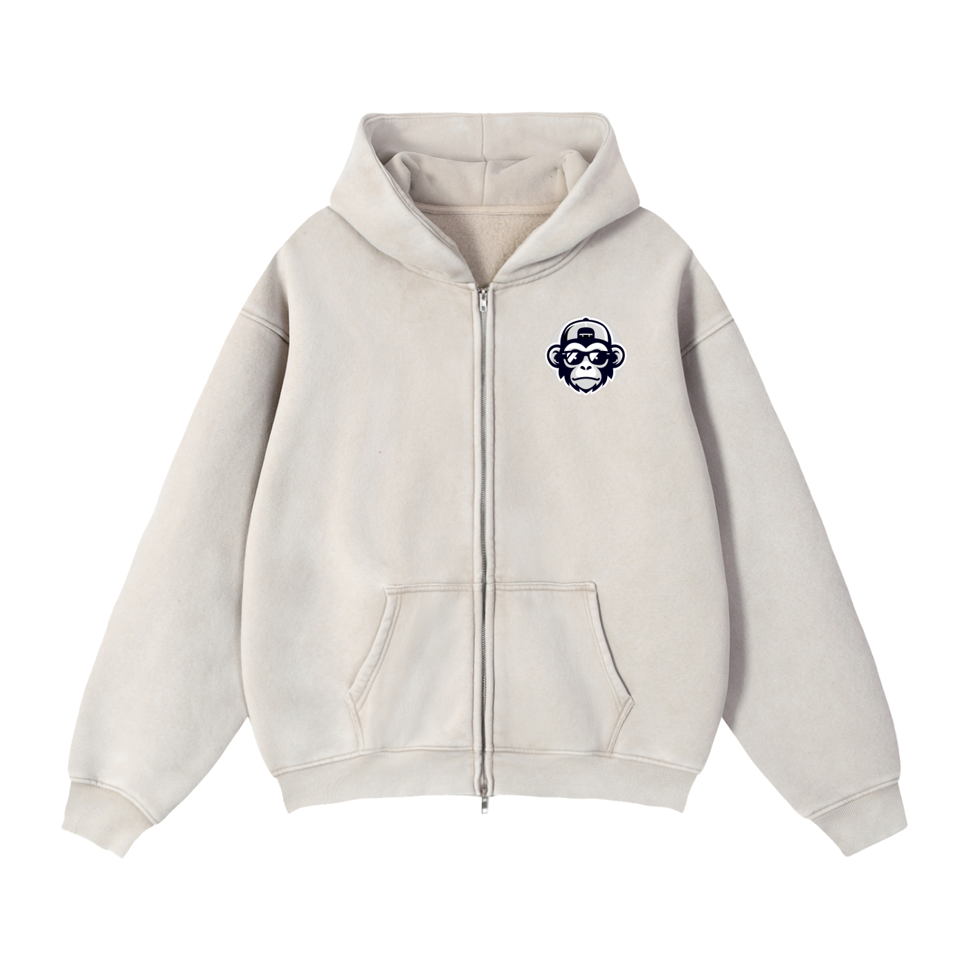 Zip-Through Boxy Fleece Hoodie