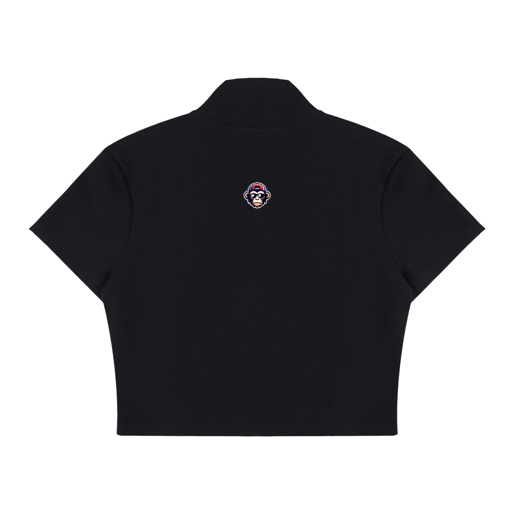 Women's Cropped Full Zip Short Sleeve T-Shirt