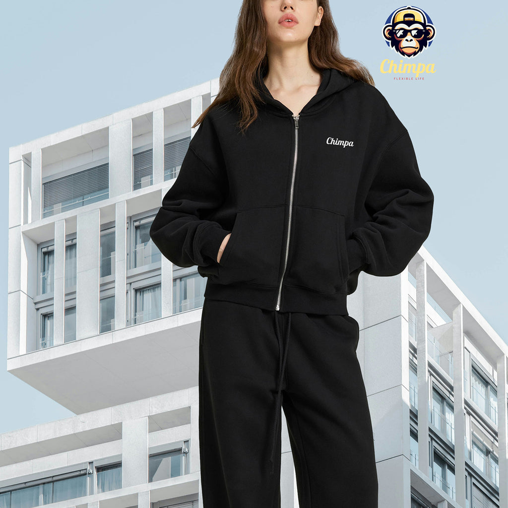 Fleece Zip-Up Boxy Hoodie