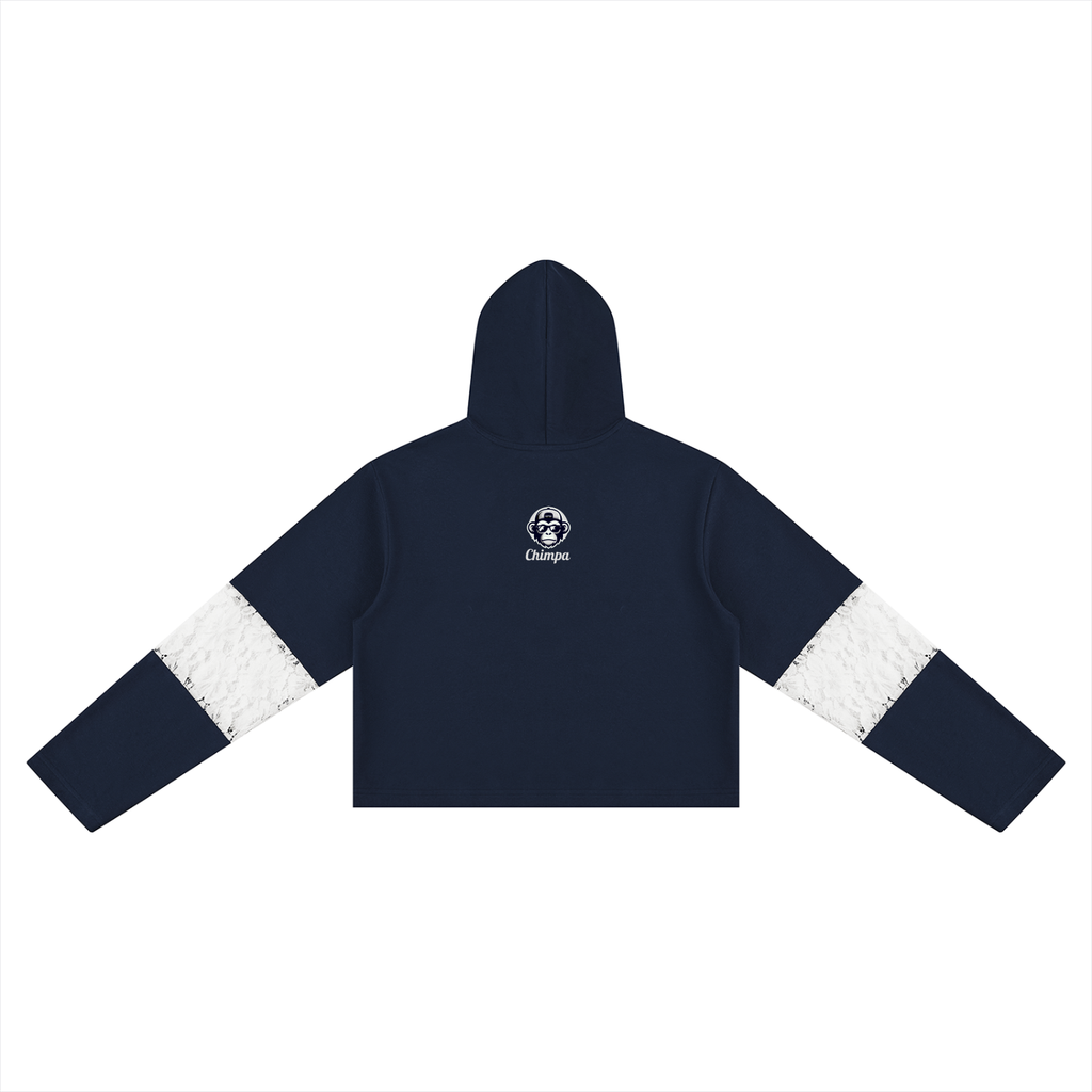 Women’s Cropped Lace-Panel Hoodie