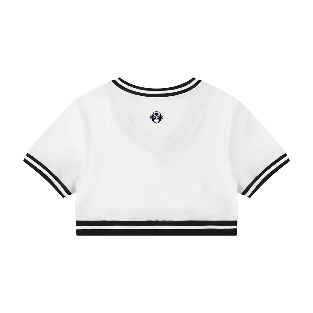Women's Color Block V-Neck Crop T-Shirt