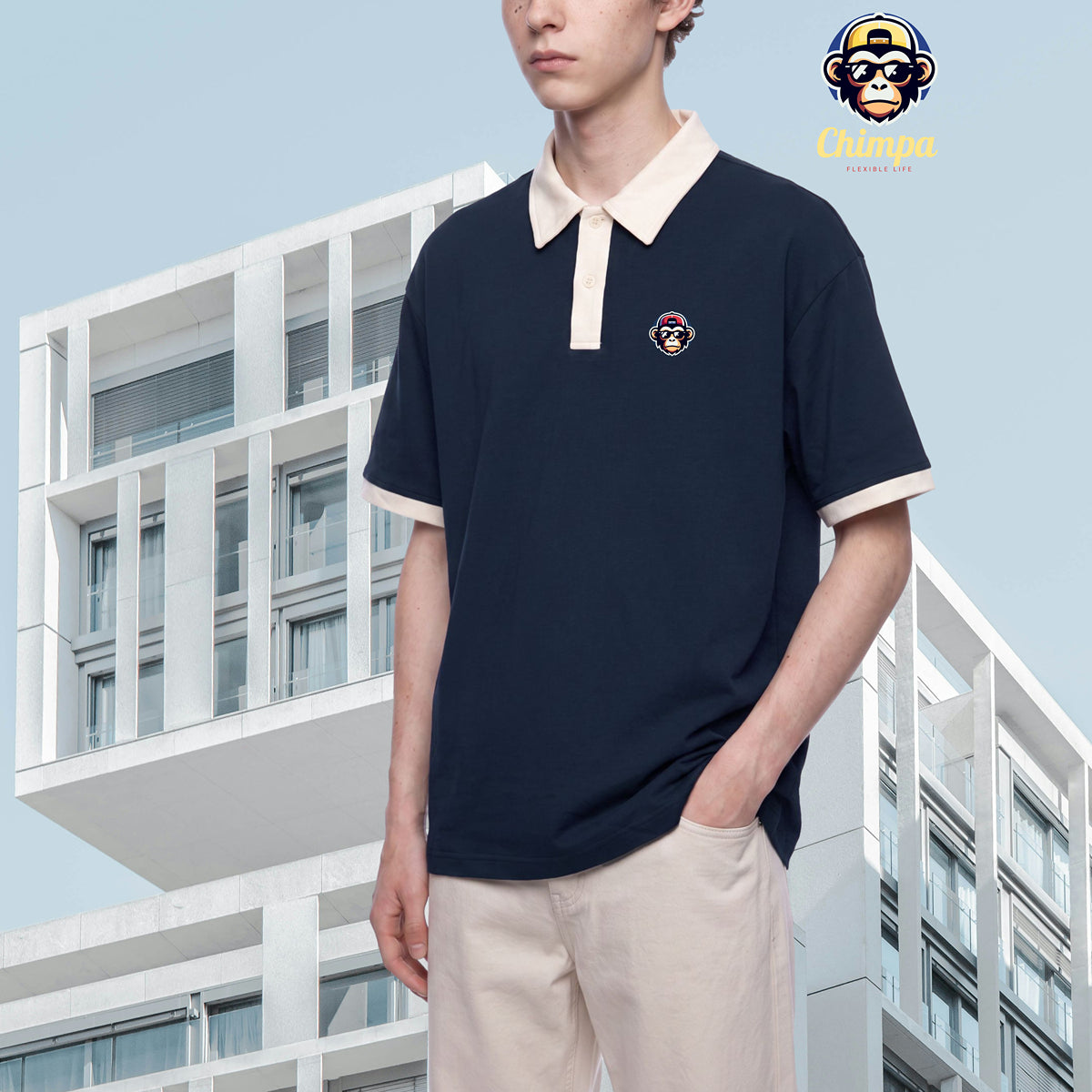 Unisex Color Block Polo Shirt