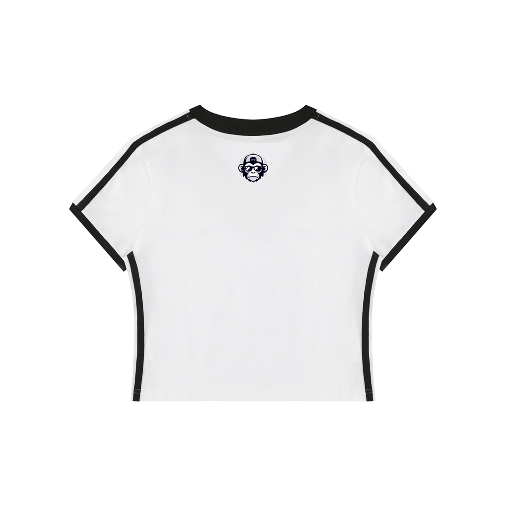 Women's Retro Binding V-Neck Crop T-Shirt