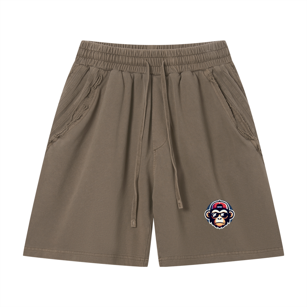 Unisex Vintage Wash Raw Edge Shorts