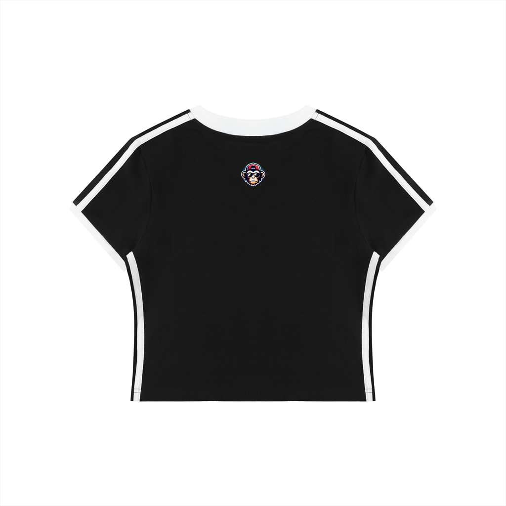 Women's Retro Binding V-Neck Crop T-Shirt