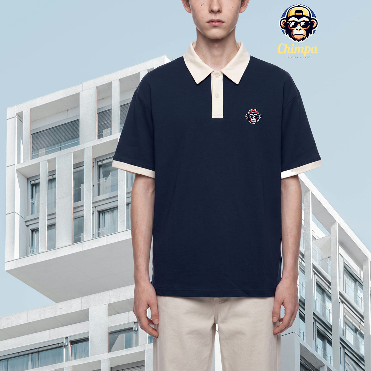 Unisex Color Block Polo Shirt