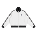 Contrast Side Stripe Fleece Cropped Track Jacket