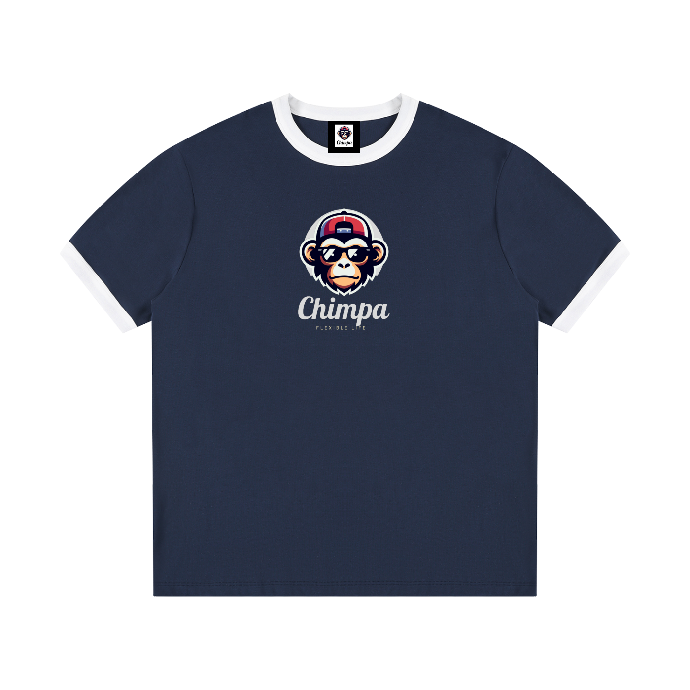 Contrast Edge Ribbed Crewneck T-Shirt