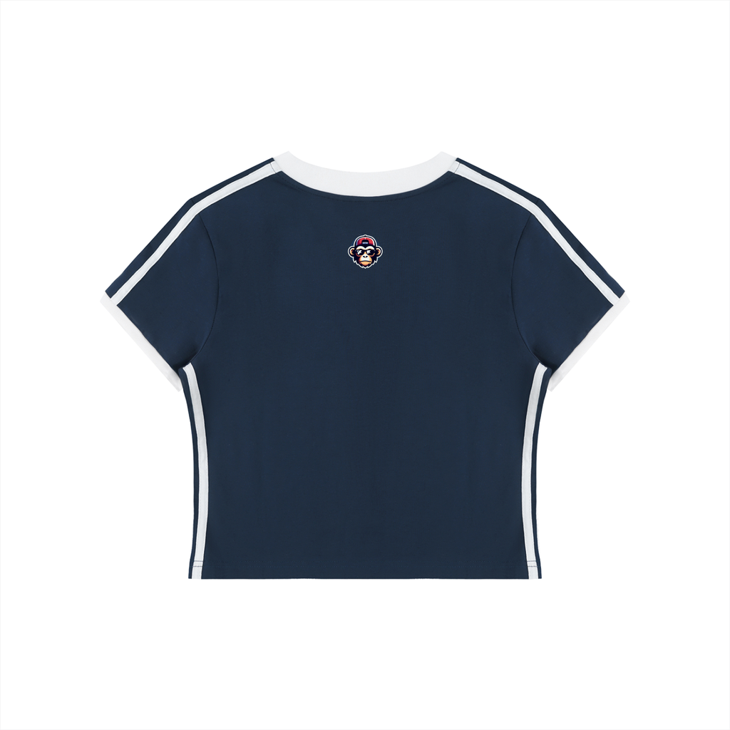 Women's Retro Binding V-Neck Crop T-Shirt