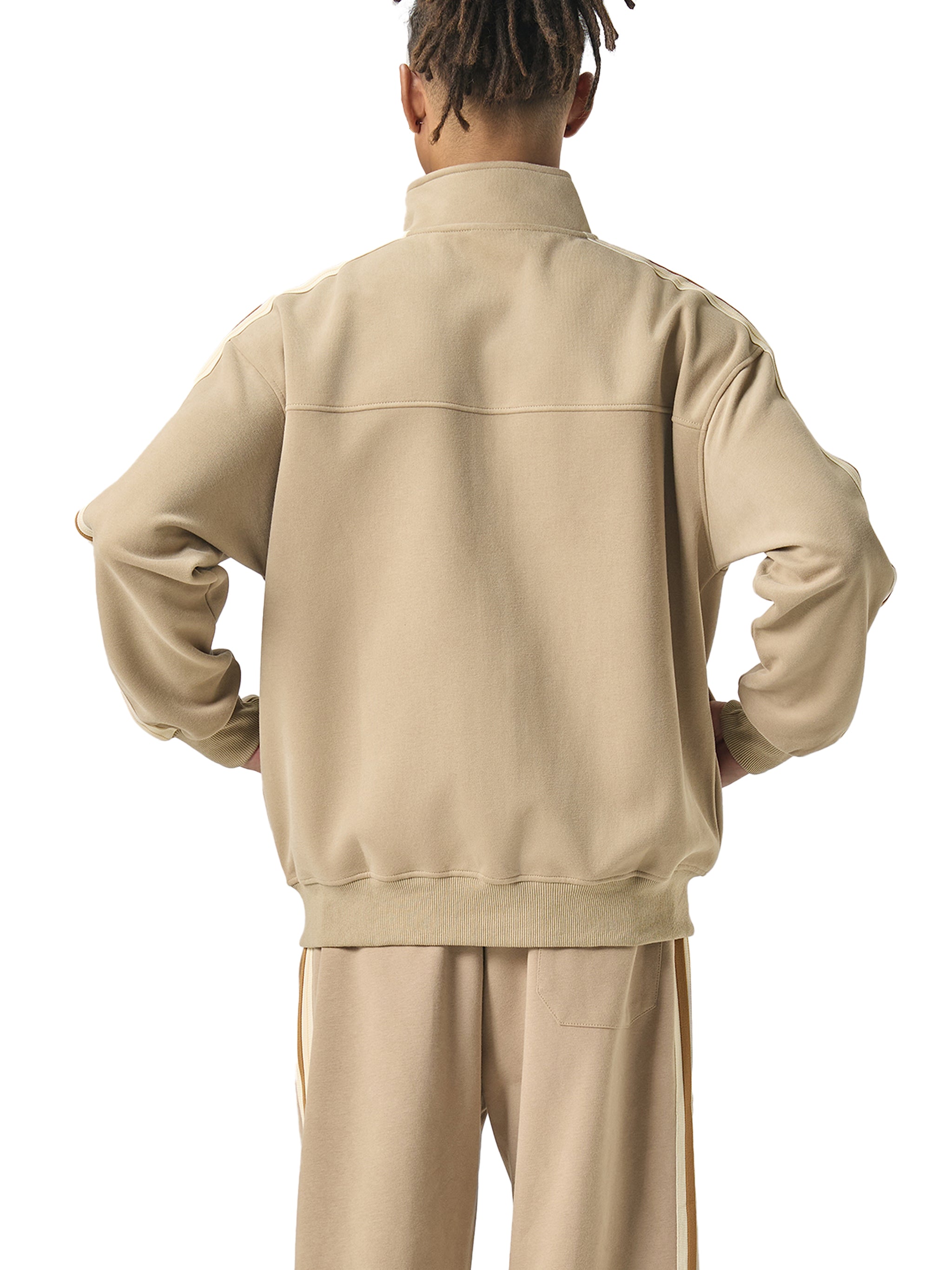 Contrast Side-Stripe Stand Collar  Jacket