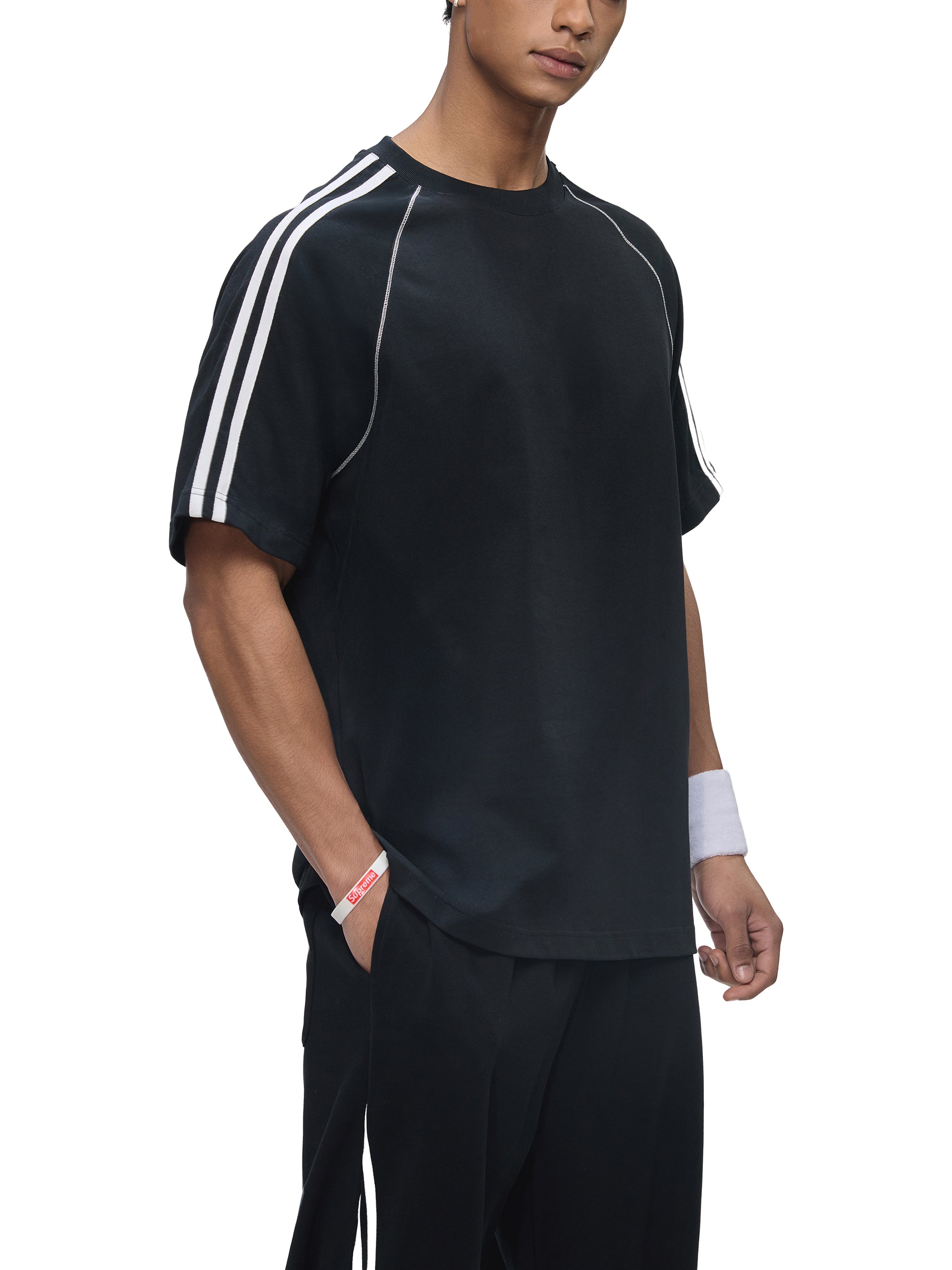 Striped Contrast Stitch T-Shirt