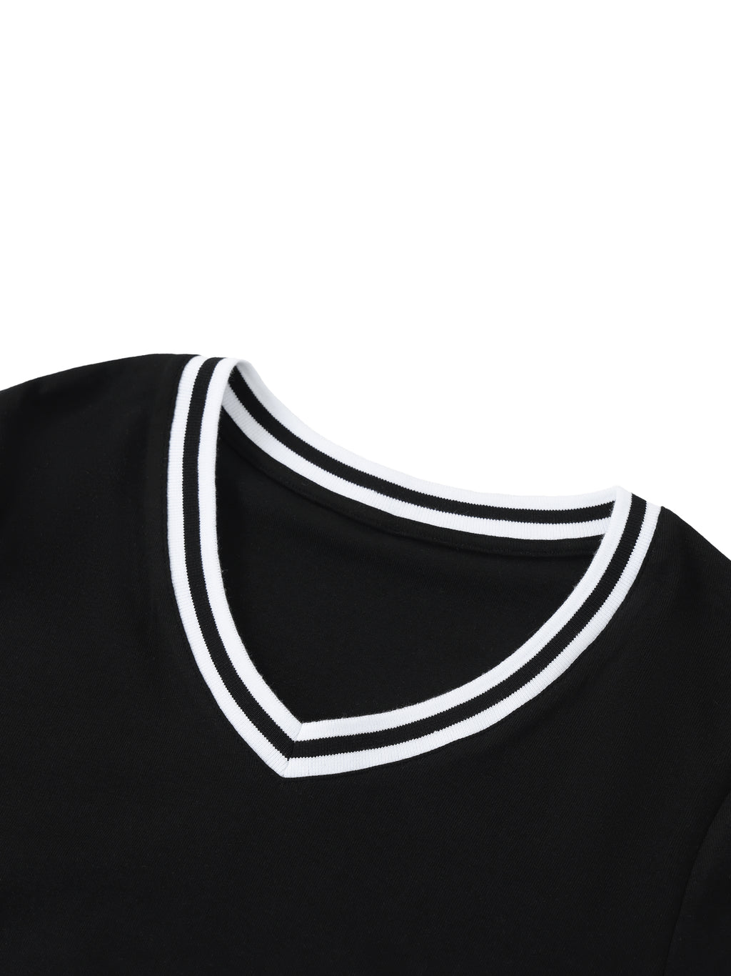 Women's Color Block V-Neck Crop T-Shirt