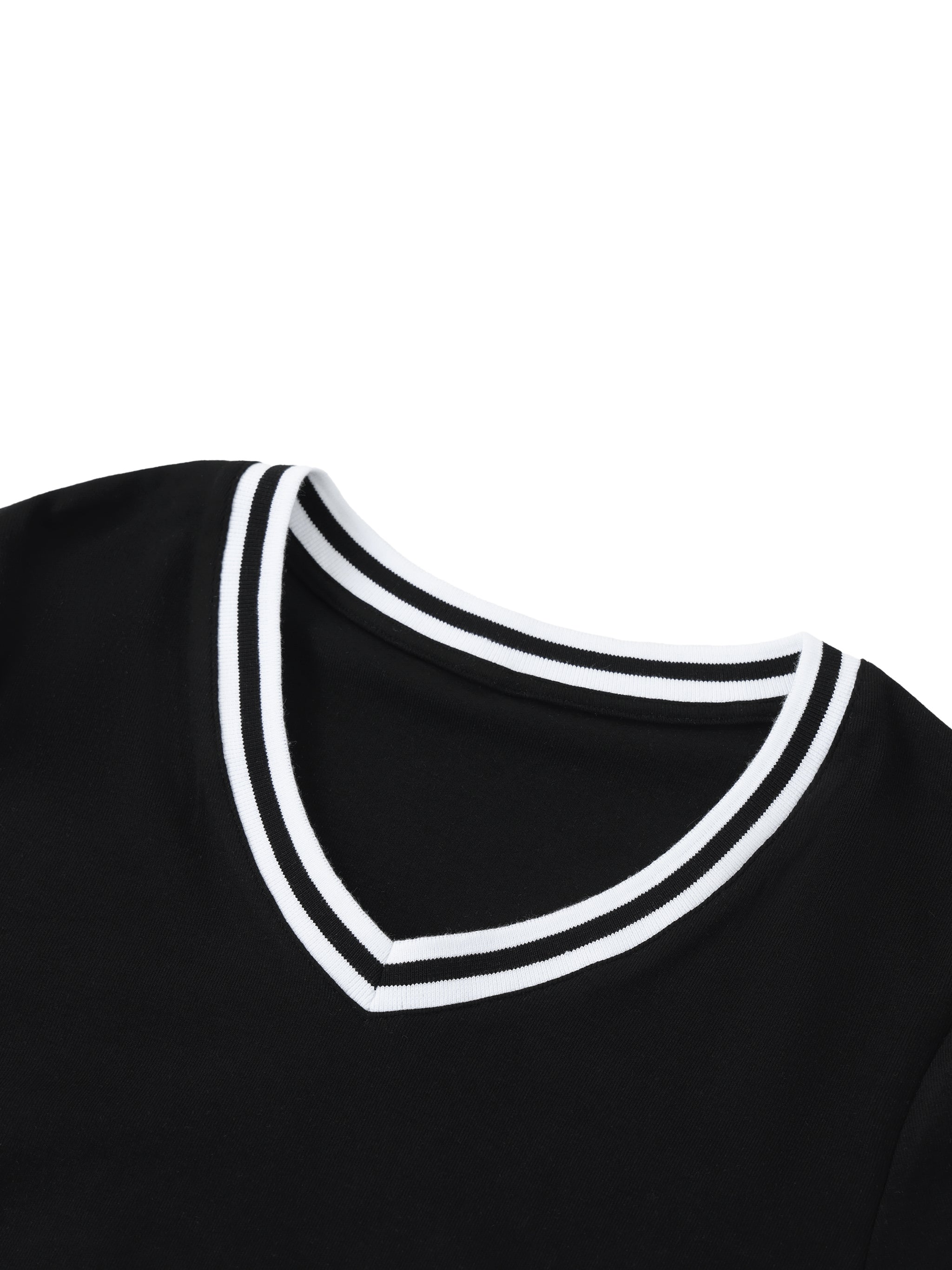 Women's Color Block V-Neck Crop T-Shirt
